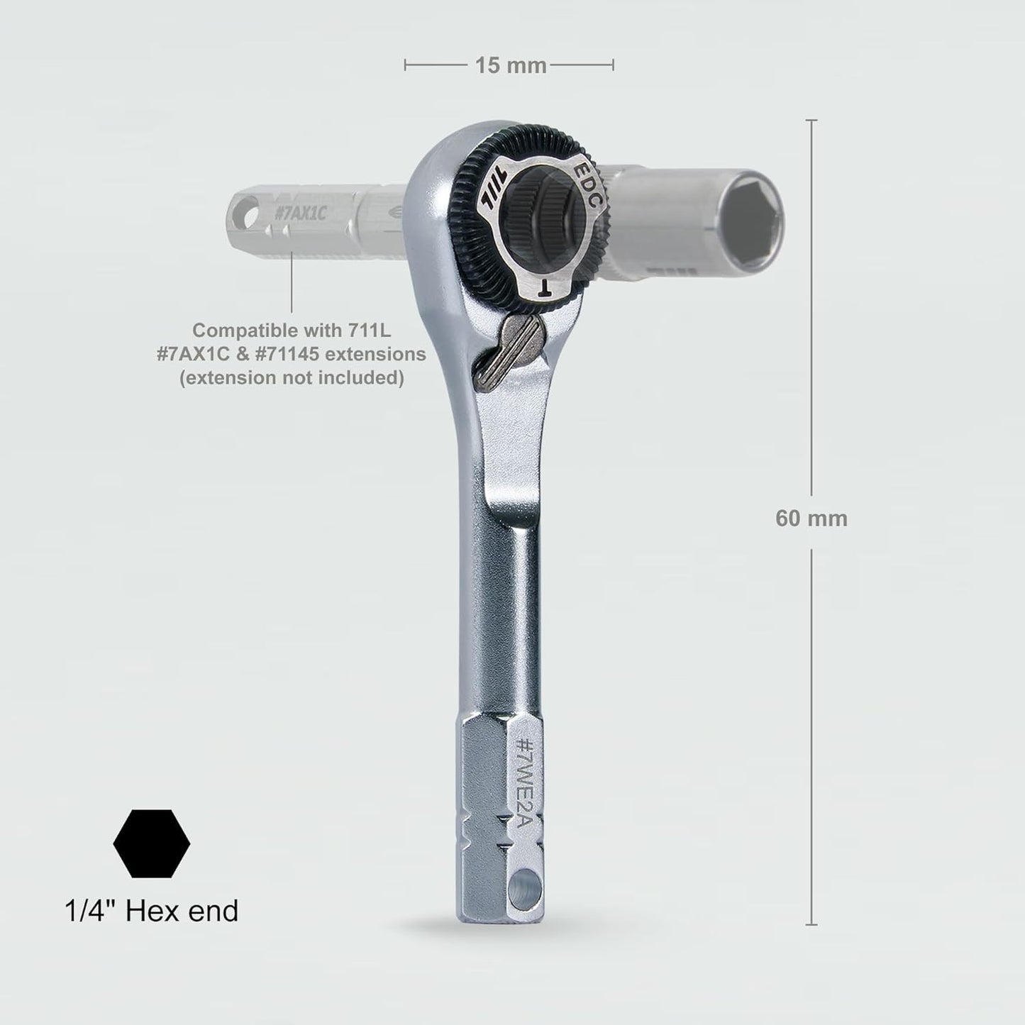 Llave trinquete EDC 1/4pulg rueda engranada