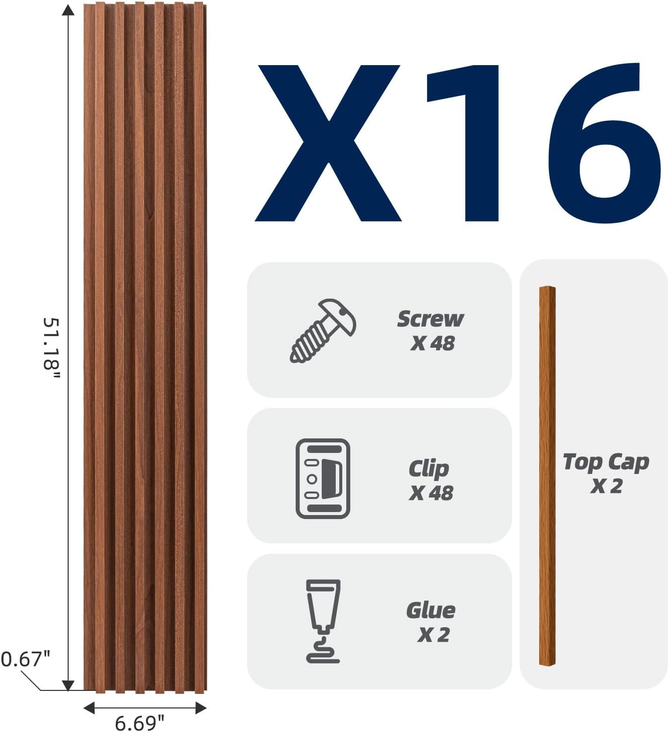 Paneles 3D WPC texturizados 51x6.7pulg para pared interior