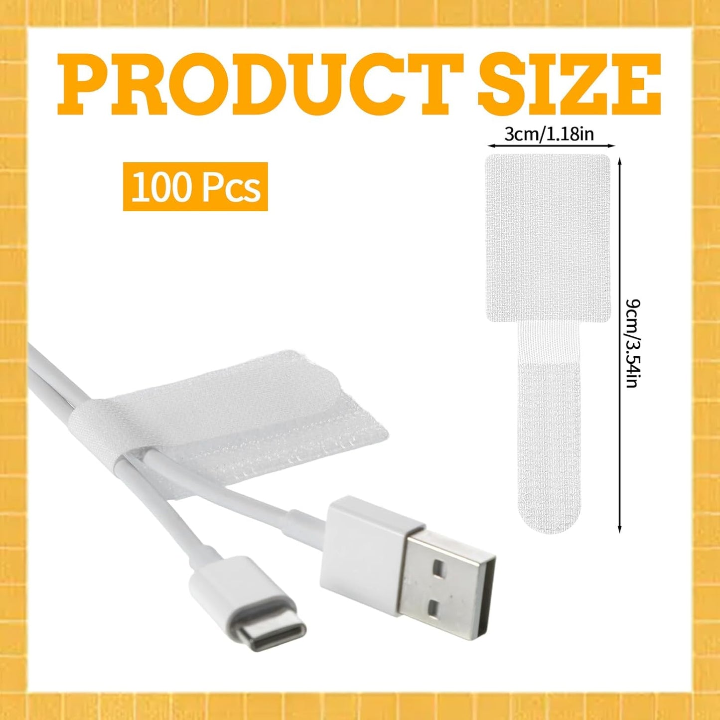 100 Bridas Cables Autoadhesivas Reutilizables Blanco
