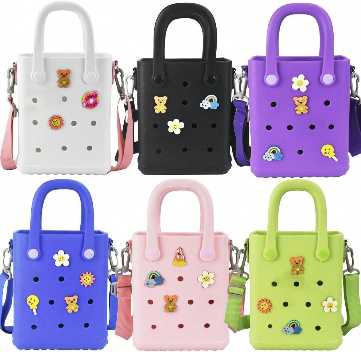 Bolsa playa EVA impermeable con correa y dijes para mujer