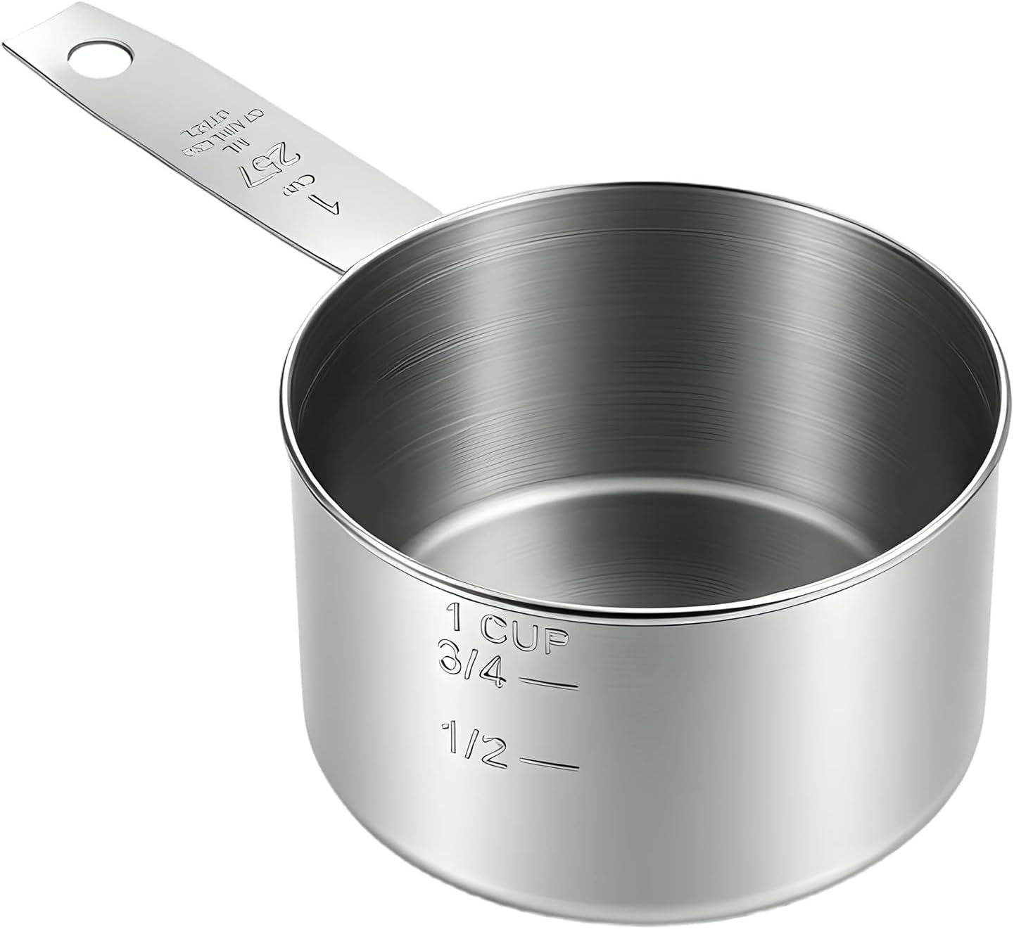 Taza medidora acero inox 8oz con cuchara metal resistente