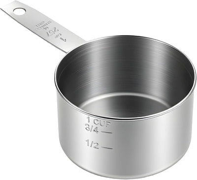 Taza medidora acero inox 8oz con cuchara metal resistente