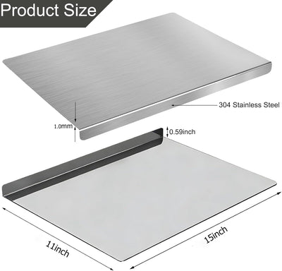 Tabla de cortar de acero inoxidable en forma de L para cocina 15 x 11 pulgadas antideslizante