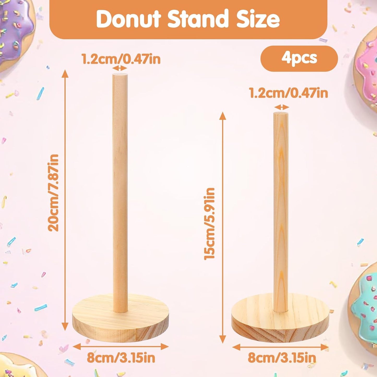 Set 4 soportes donas madera base redonda para fiestas bodas