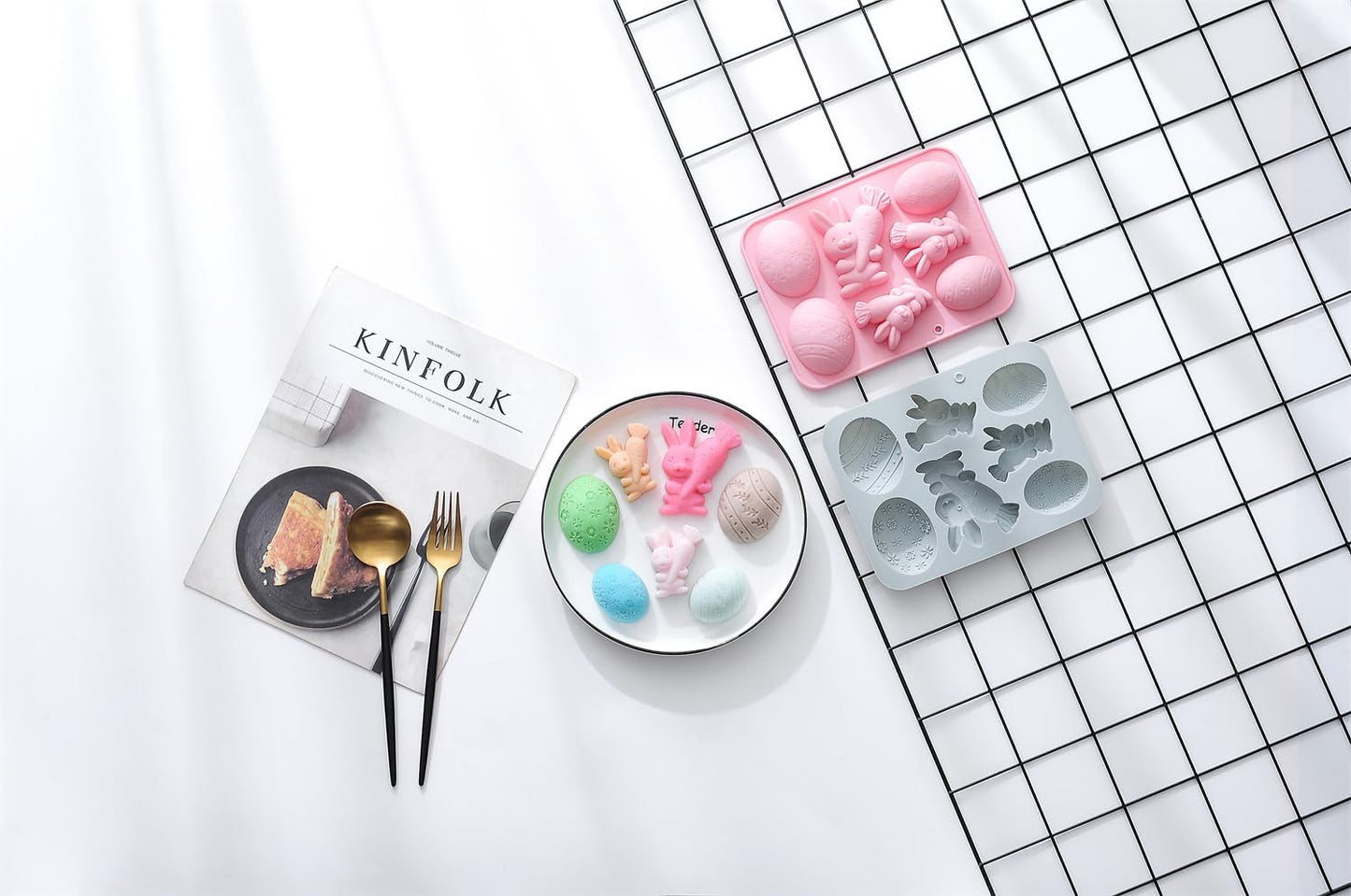 2 Moldes Silicona Huevos Pascua Conejo 3D para Chocolate Caramelo