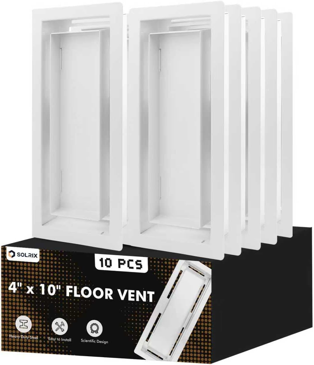 Registros piso 4x10pulg acero blanco caminables hogar oficina