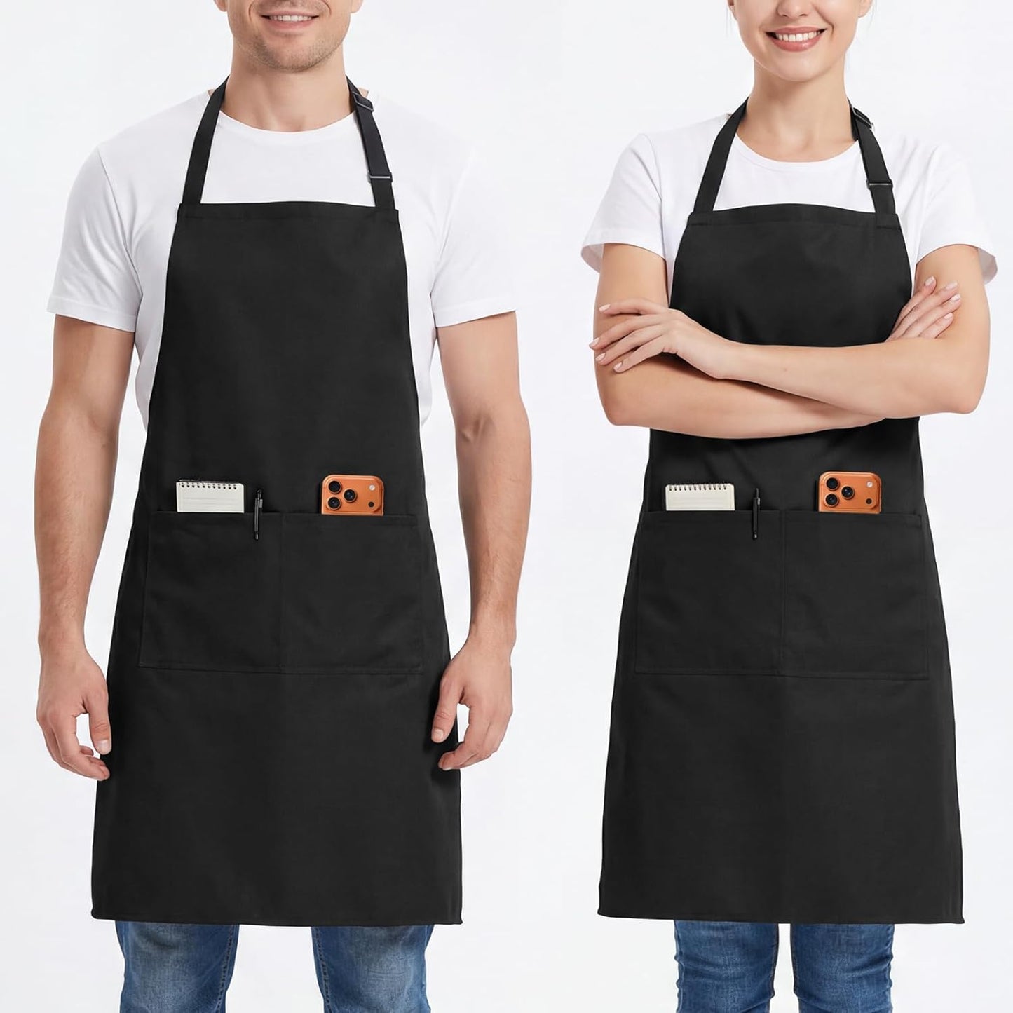 Set 2 Delantales Chef Ajustables Unisex con Bolsillos