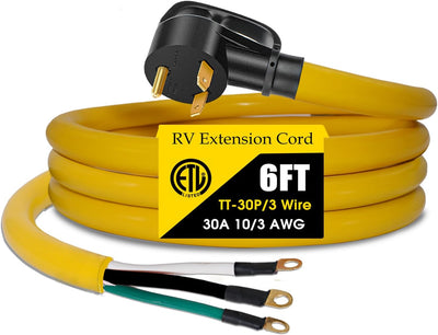 Cable repuesto 3 clavijas NEMA TT-30P 30A 125V RV 6ft ETL