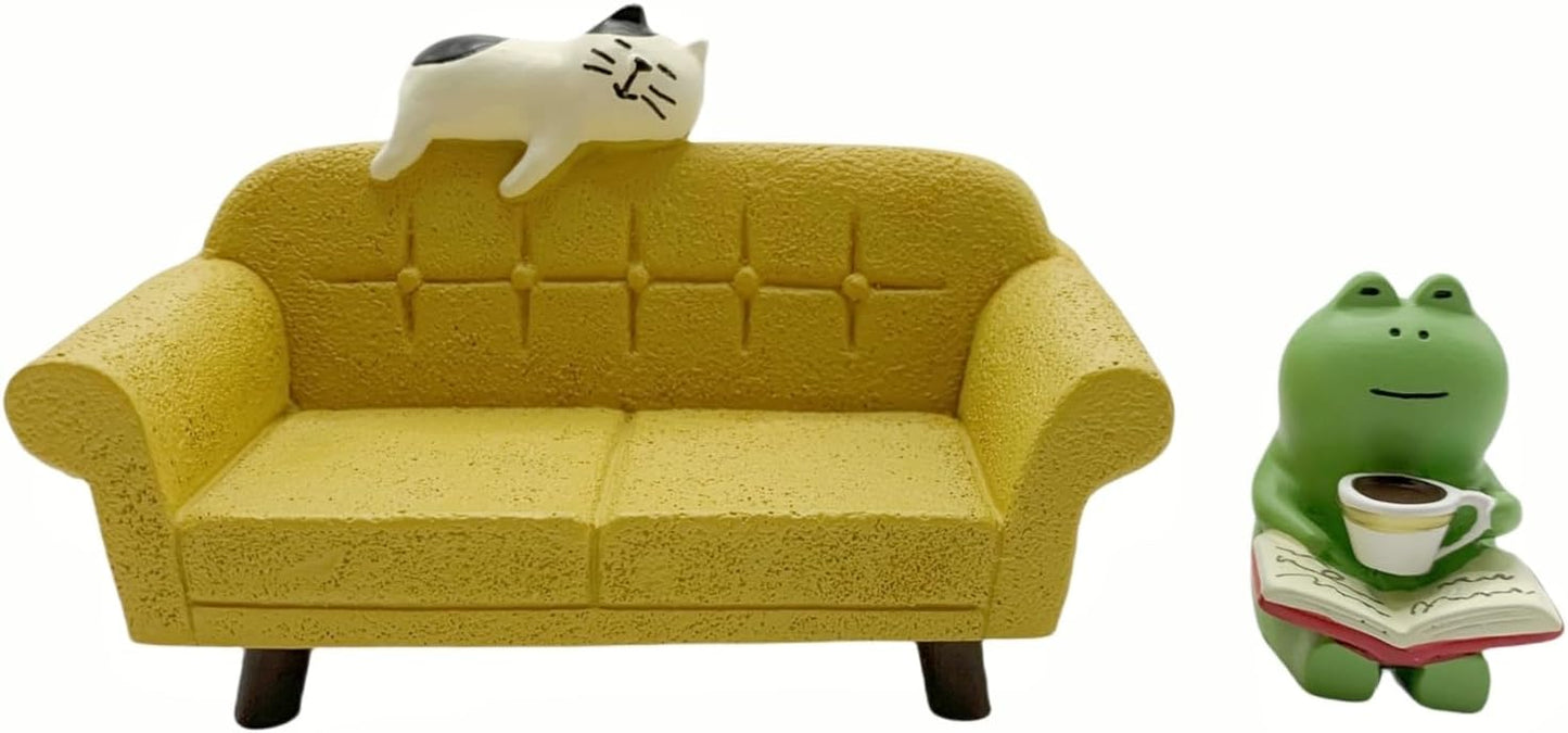 Juego figuras mini rana gato sofá decoración escritorio hogar