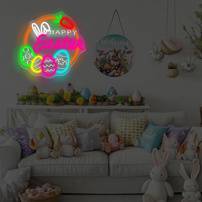 Corona huevo Pascua neón decoración puerta pared foto niños