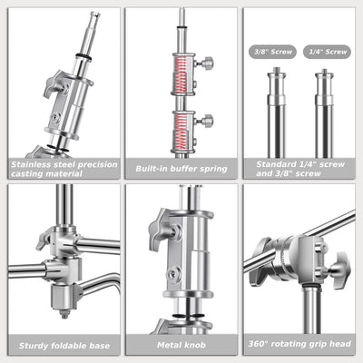 Soporte luz foto acero inox altura ajustable 4.9-10.8 pies