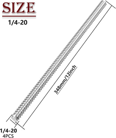 4 Pzas Varilla Roscada Larga Acero Inox 12pulg