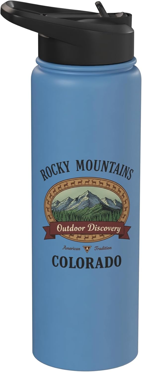 Botella agua acero inox aislada Rocky Mountains