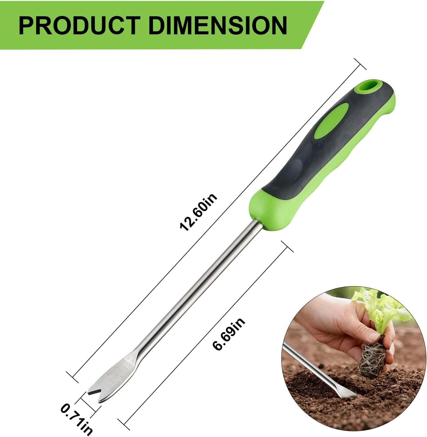 Extractor malezas acero inox mango largo jardinería