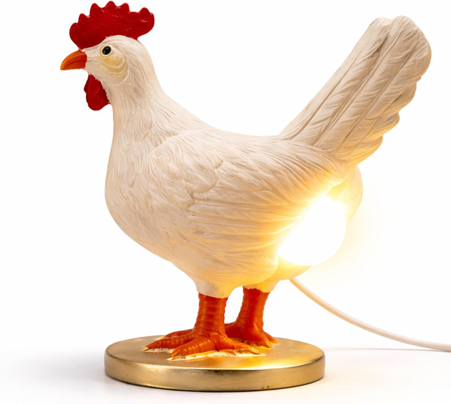Lámpara Mesa Decorativa Pollo Resina Luz Nocturna