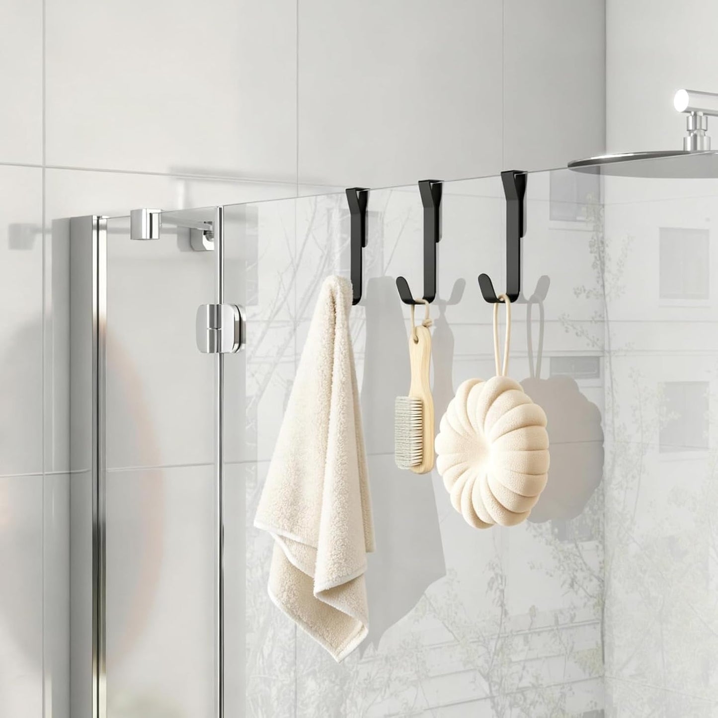 Gancho toalla ducha set 4 acero inox negro mate