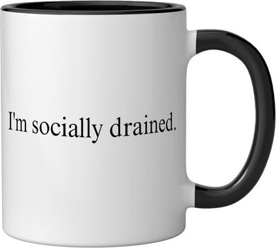 Taza cerámica para introvertido con frase humorística negro/blanco