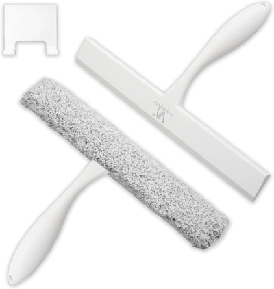 Juego escobilla ducha puerta vidrio microfibra 11pulg antiderrap