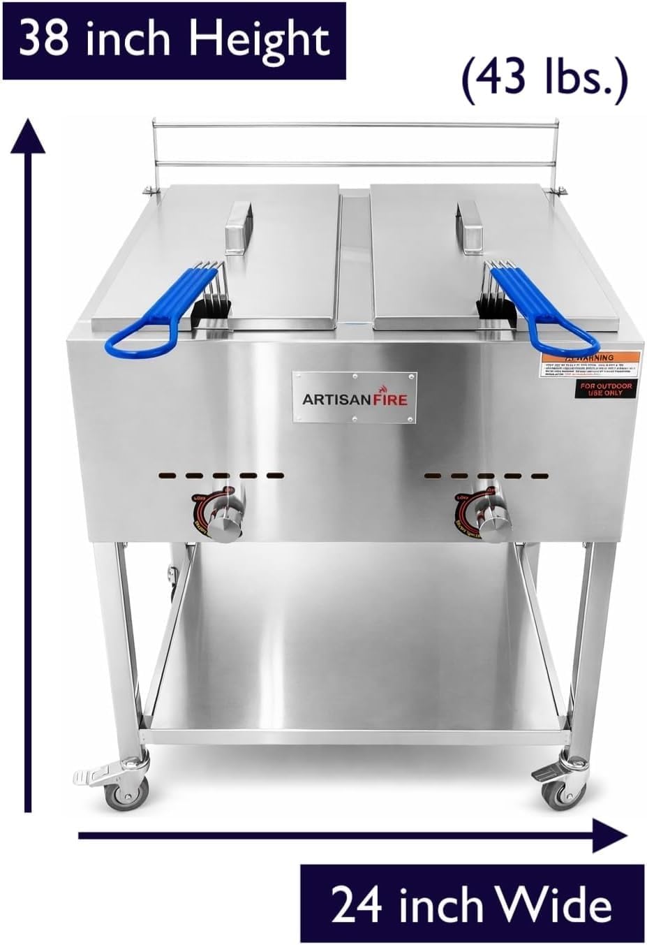 Freidora comercial acero inox 7gal 2 cestas propano con termometros