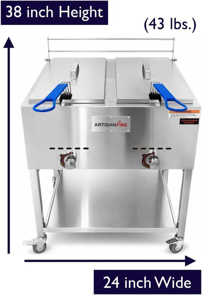 Freidora comercial acero inox 7gal 2 cestas propano con termometros