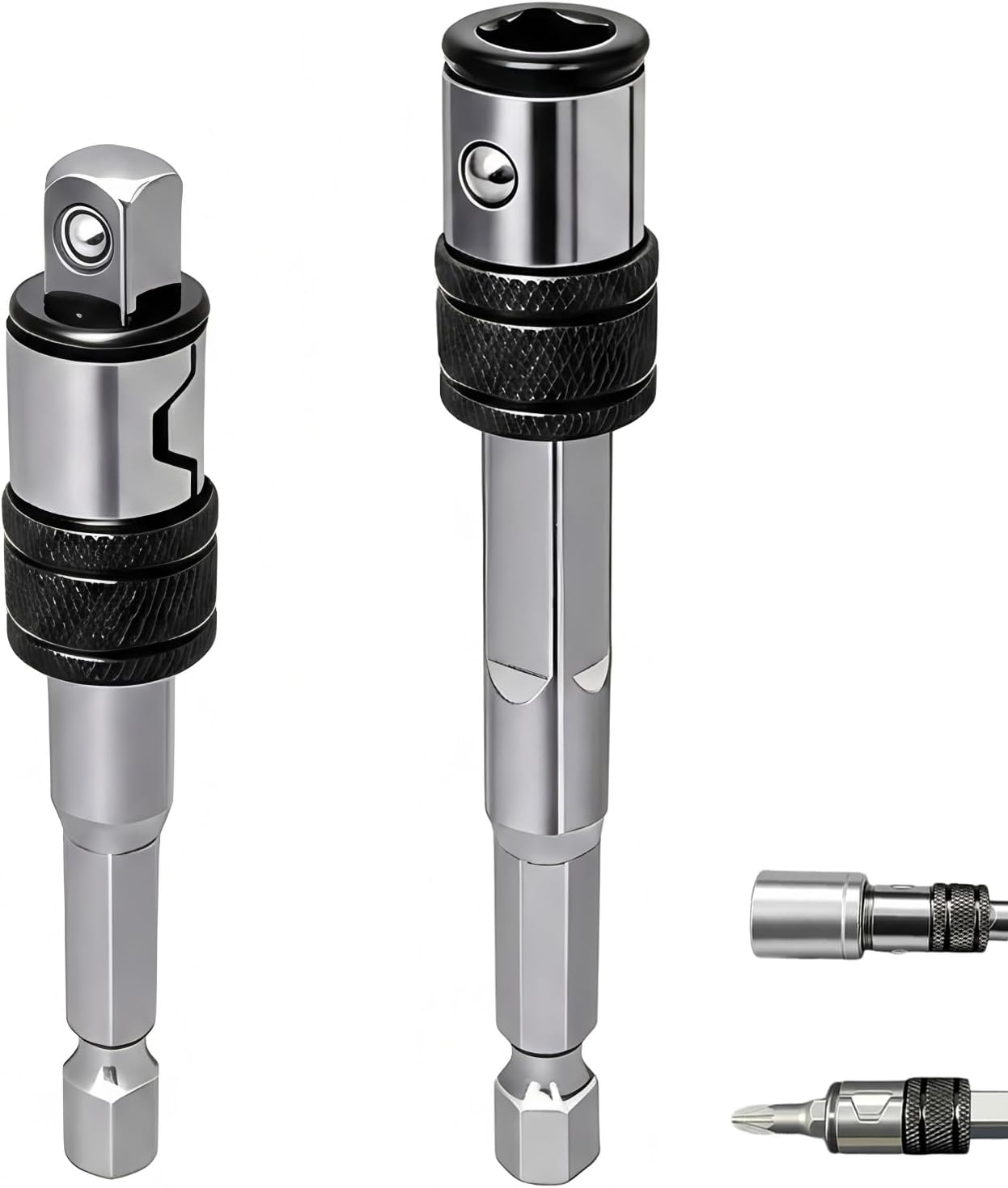 2 Adaptadores Enchufe Impacto 2en1 para Brocas 1/4pulg