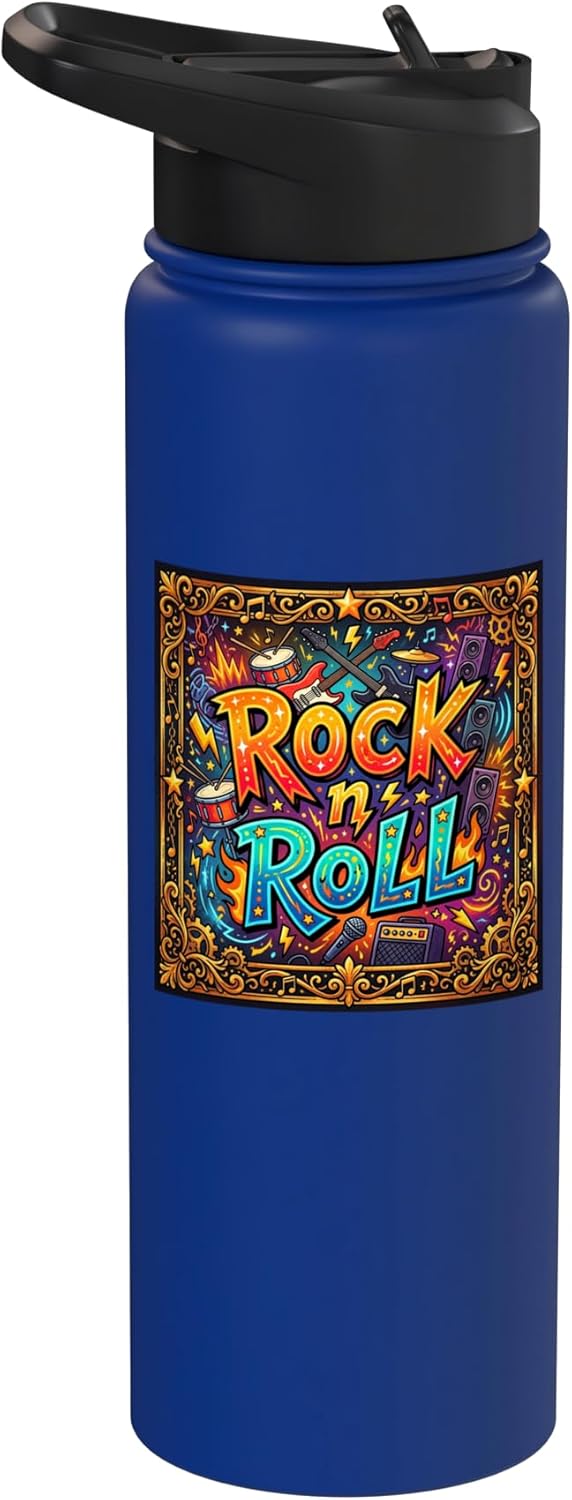 Botella agua acero inox aislada Rock n Roll