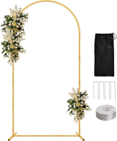 Soporte arco metal 6.6ft para fiestas y eventos dorado