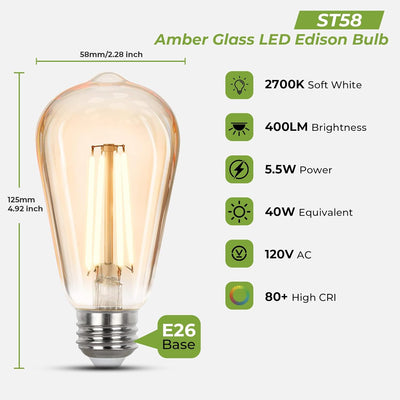 Bombilla LED Edison E26 regulable 4.5W blanco suave pack 4