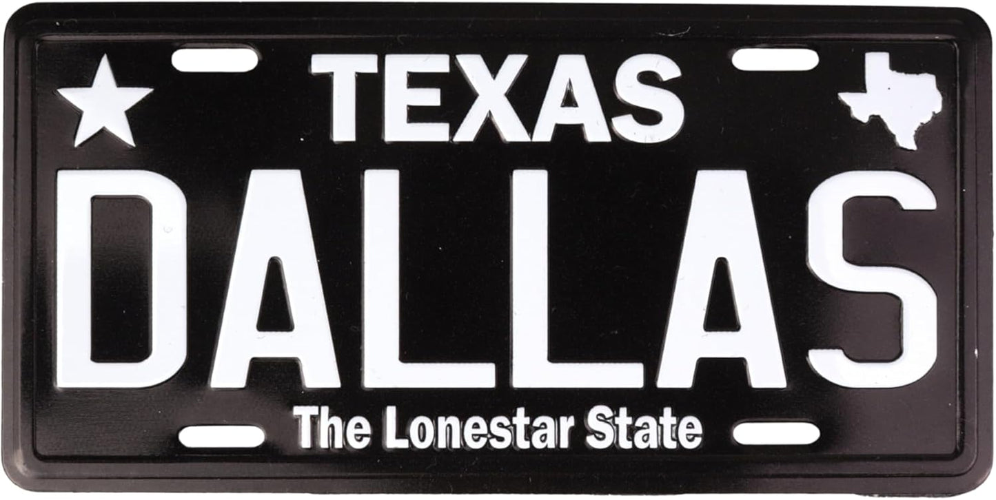 Mini imán matrícula Lonestar negro 3.5x1.10pulg