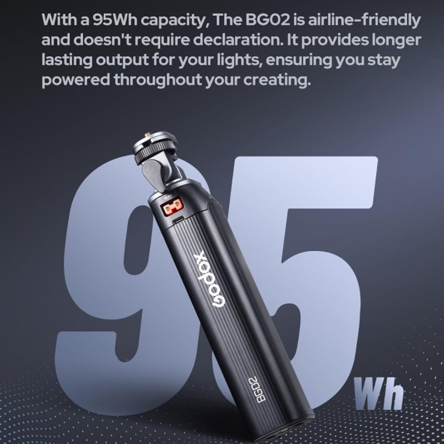 BG02 Grip Cable Batería 6600 mAh 160° Inclinable 1/4pulg AD200