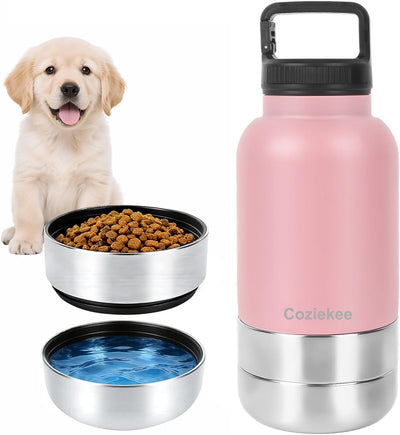 Botella agua perro 3en1 acero inox 32oz con cuencos viaje