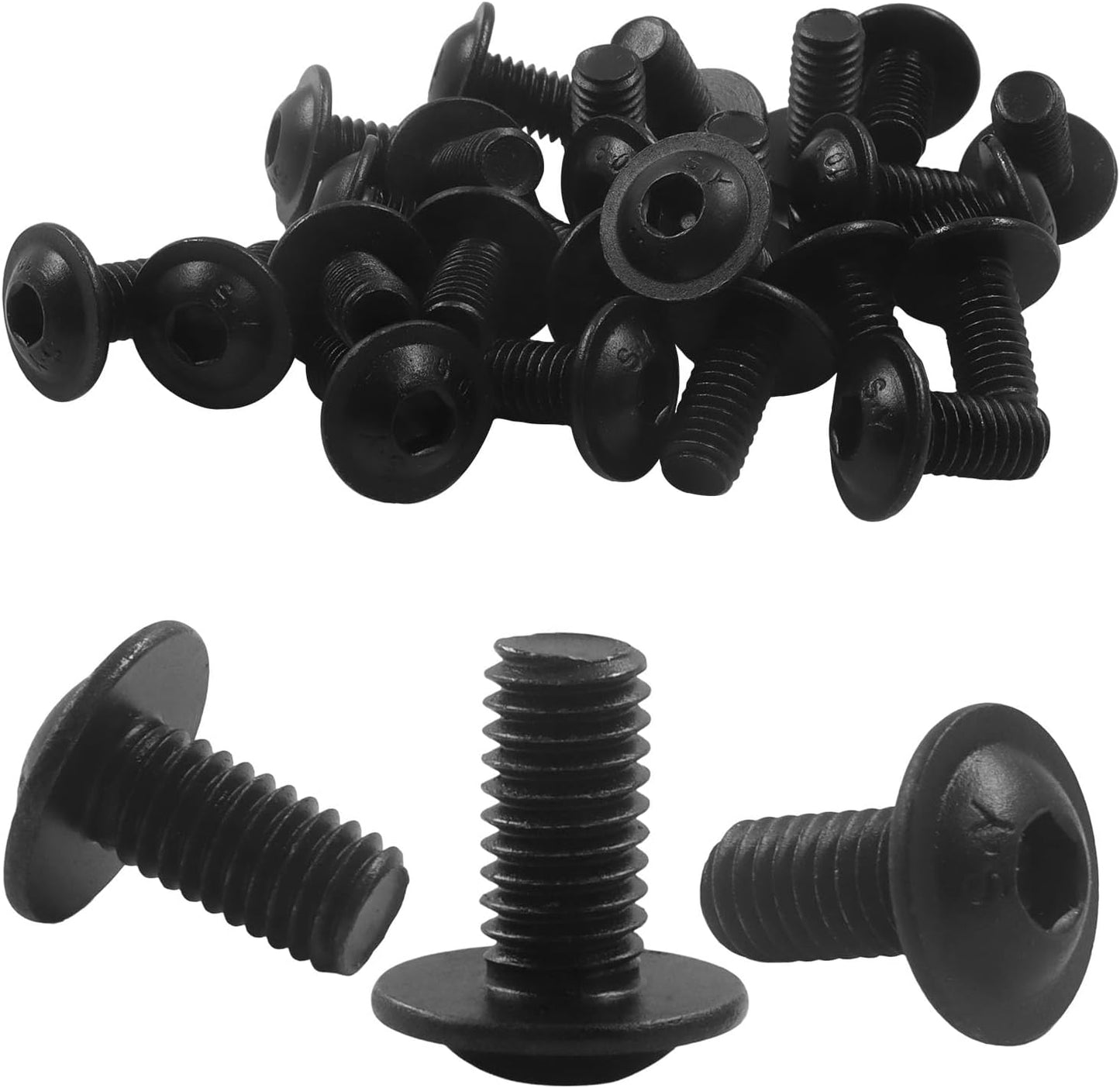 Pack 25 cabezas botón brida M6 acero negro para mueblería