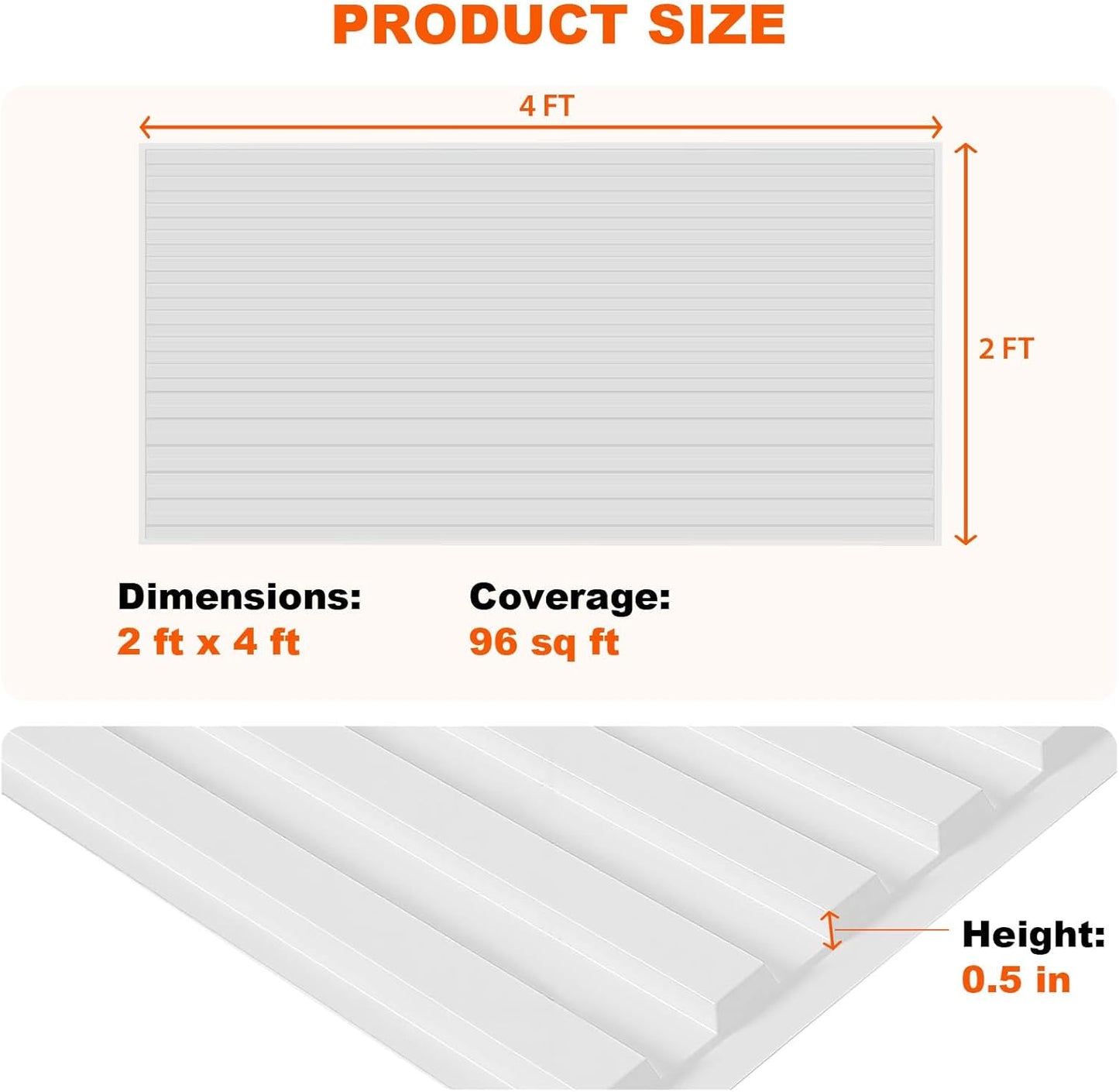 12 Paneles PVC 24x48pulg para Paredes y Techos Blanco