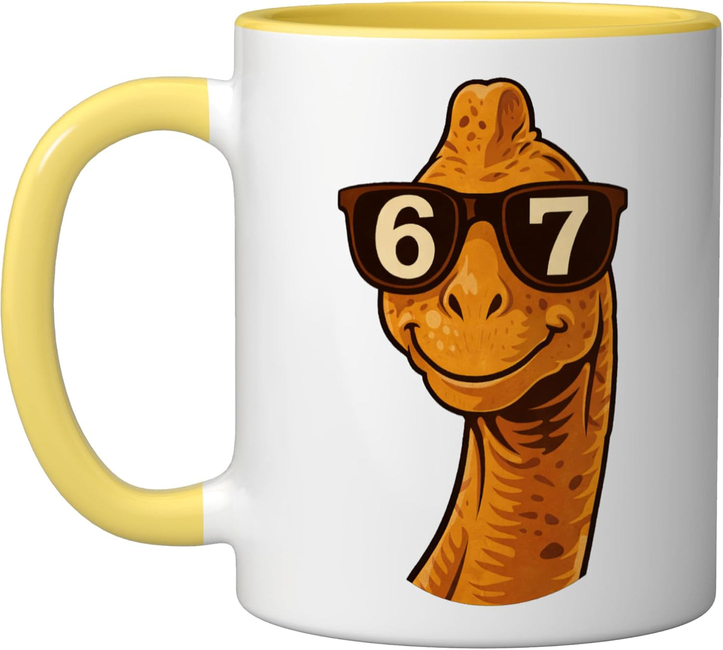 Gafas sol Brachiosaurus taza cerámica amarillo/blanco