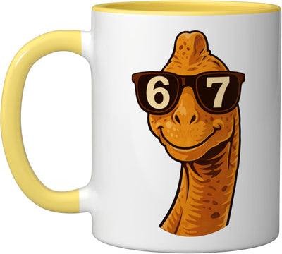 Gafas sol Brachiosaurus taza cerámica amarillo/blanco