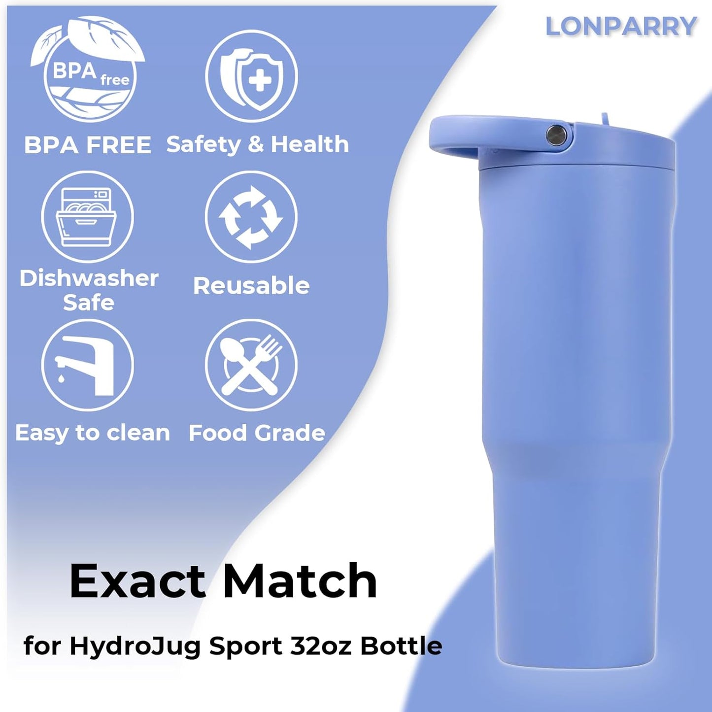 6 Pzas Popotes Reutilizables para Vaso HydroJug 32oz