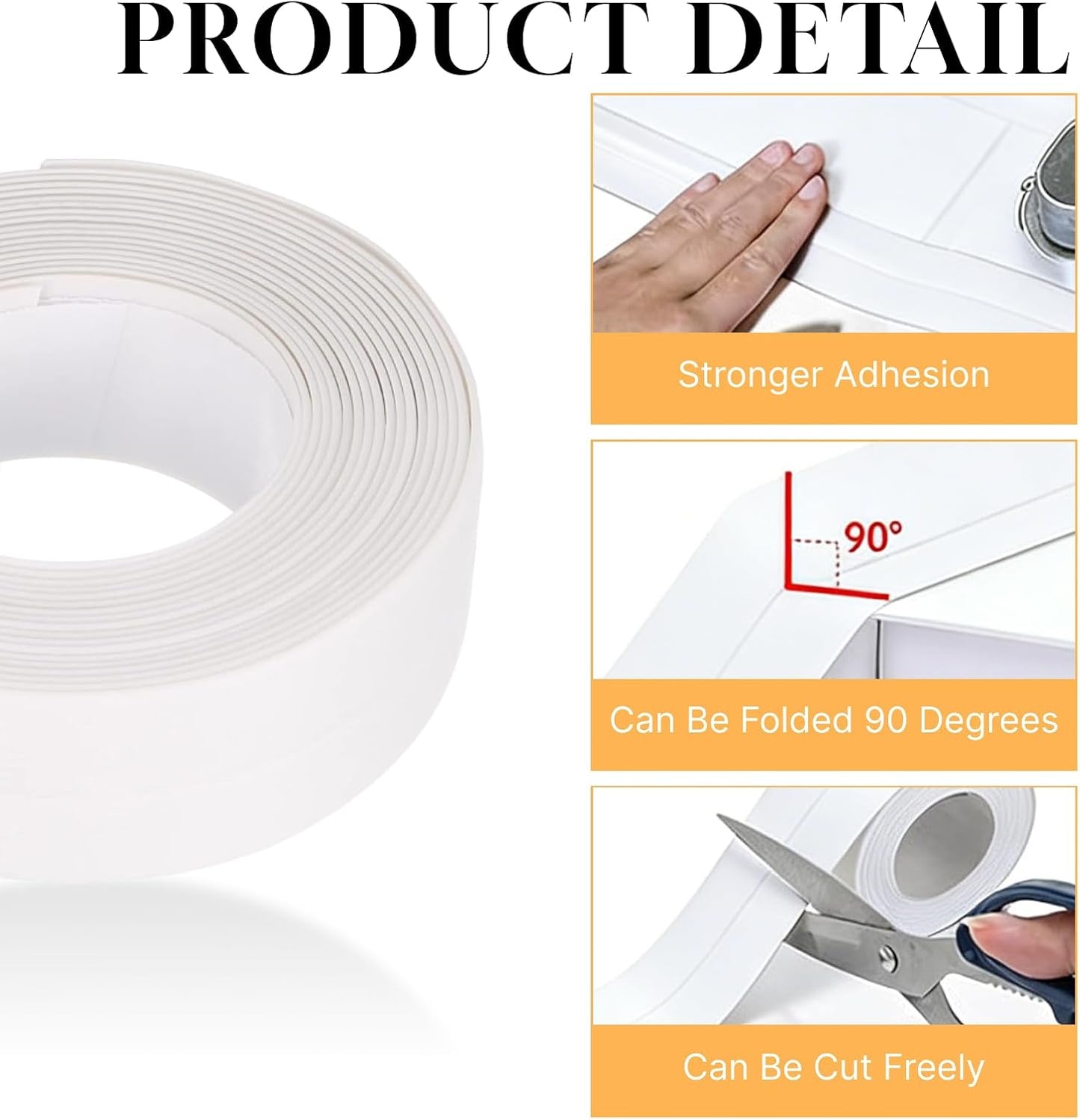Cinta selladora autoadhesiva blanca para inodoro y azulejos