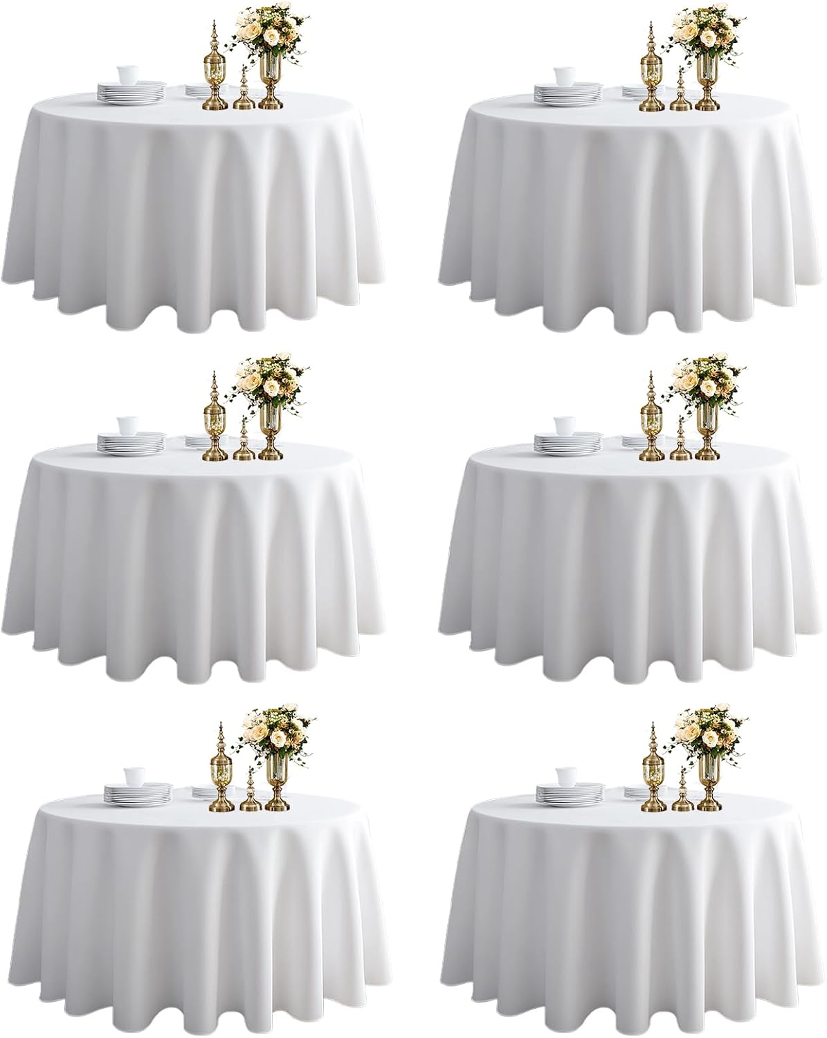 Mantel redondo de 120 pulgadas blanco impermeable resistente a manchas