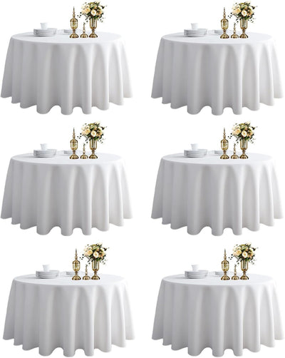 Mantel redondo de 120 pulgadas blanco impermeable resistente a manchas