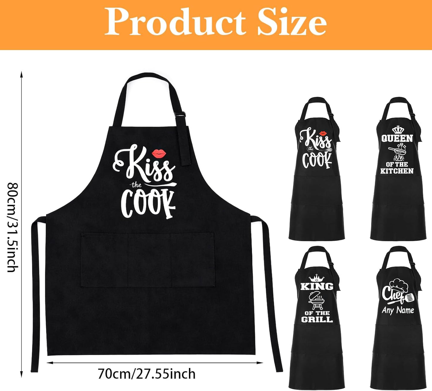 Delantal de cocina ajustable para mujer con bolsillos