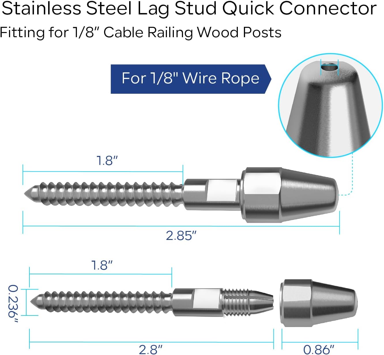 Kit 30 pares barandilla cable tensor QuickLock T316 acero