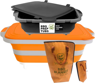 Set Tinas Barbacoa Plegables 30L 16L Manta Carne Aislada 21pulg