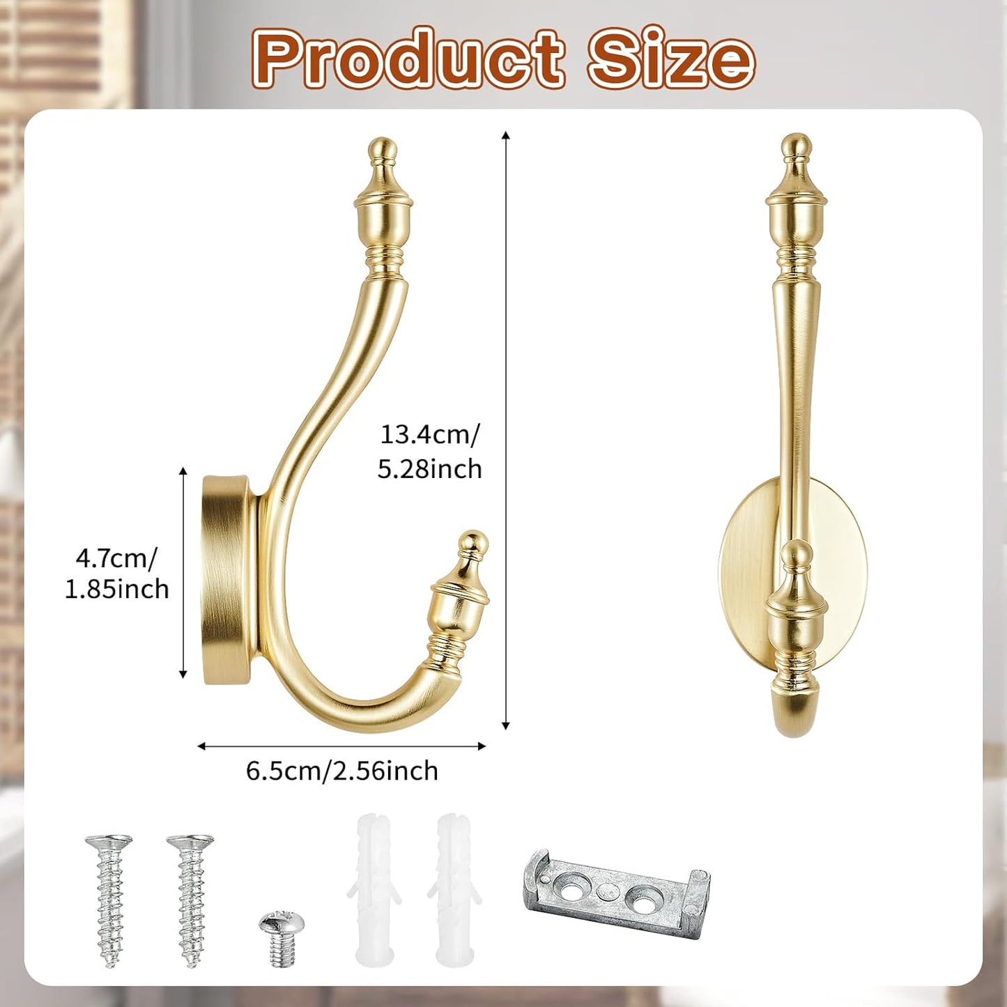 Ganchos pared para toallas bata bolsos dormitorio 2 pzas oro