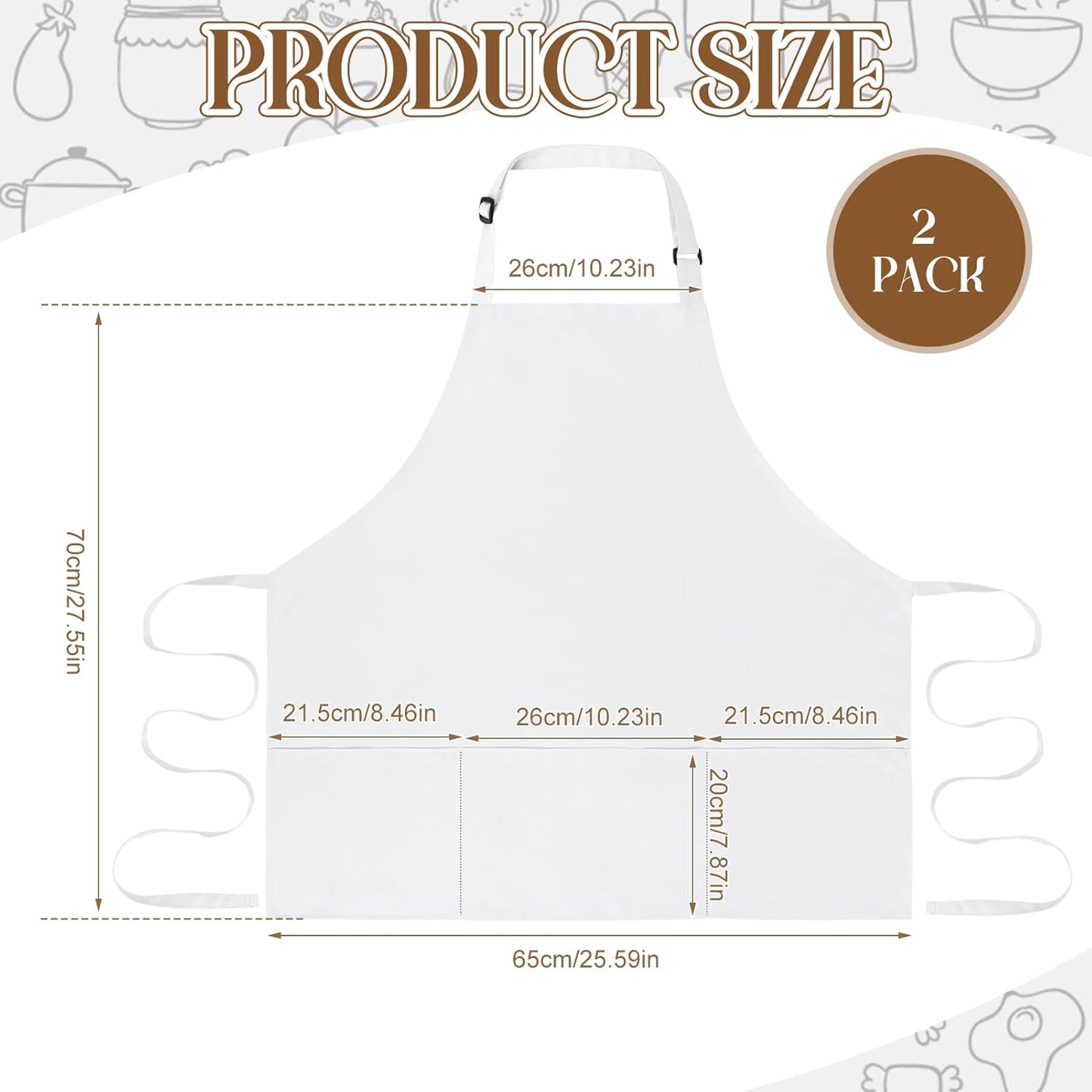 Delantal de chef profesional con 3 bolsillos ajustables