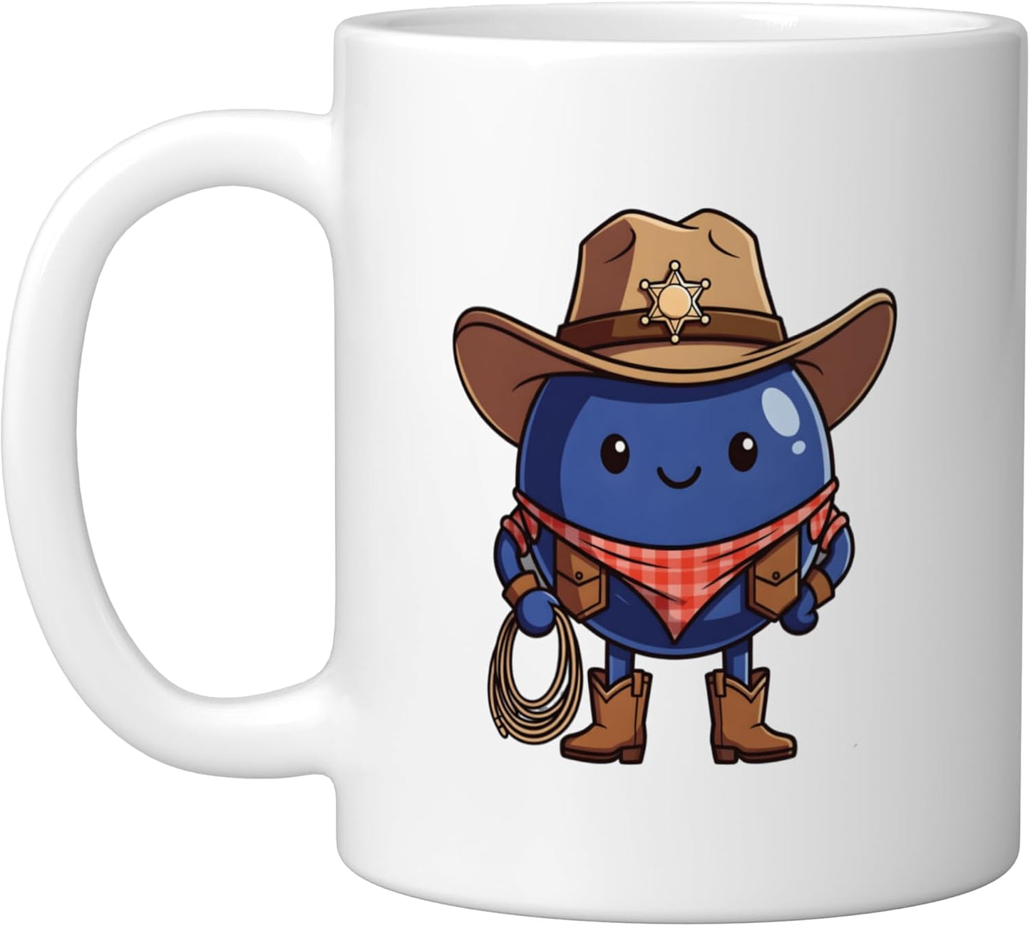 Taza cerámica para disfraz de cowboy blueberry blanca