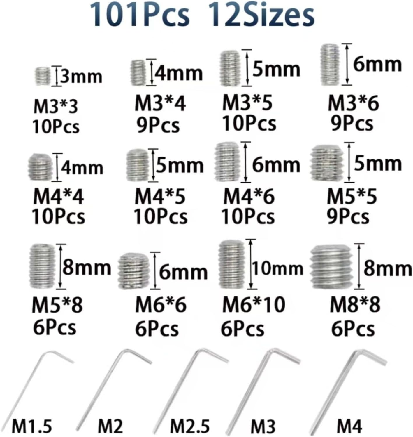 Set 101 llaves Allen métricas M3-M8 para muebles y bricolaje