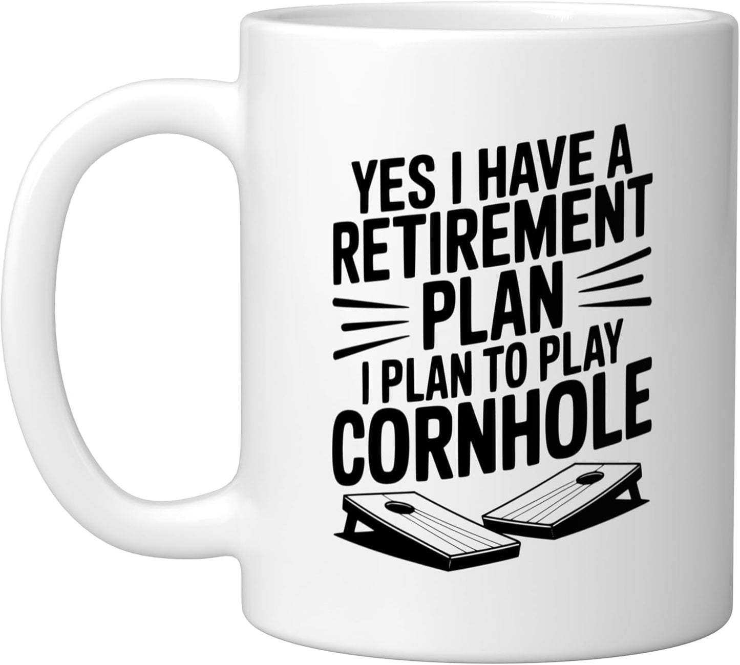 Taza cerámica para jugar cornhole blanco