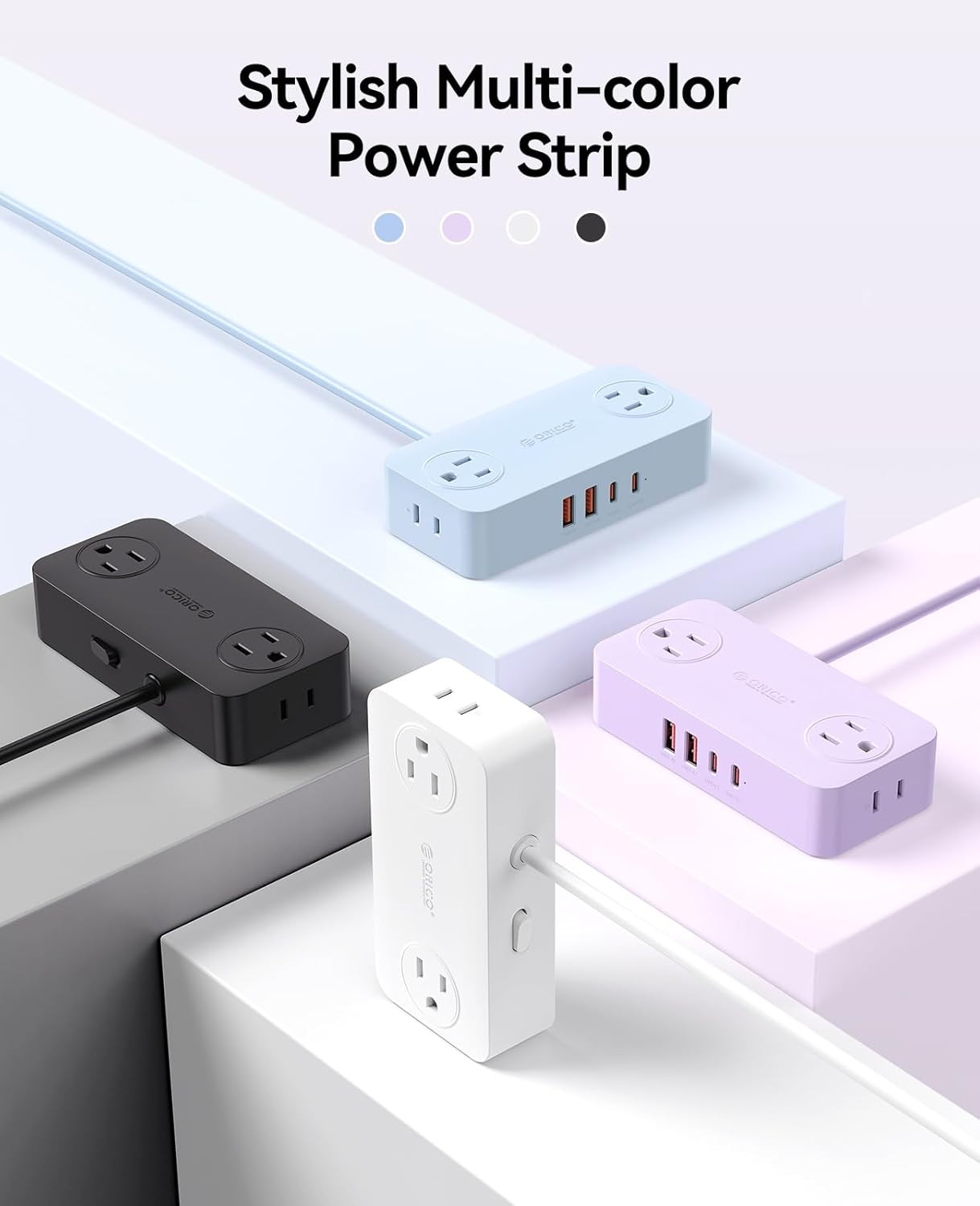 Regleta alimentación con USB y 5 pies cable extensión