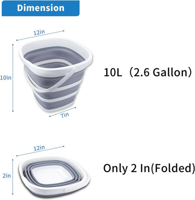 2 Cubos Plegables 10L 2.6gal para Exteriores Jardín Camping