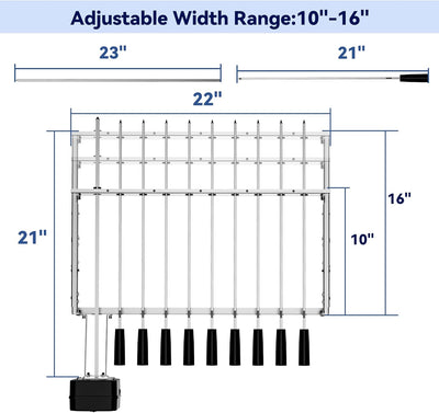 Juego brochetas acero inox para shish kabob girador automático